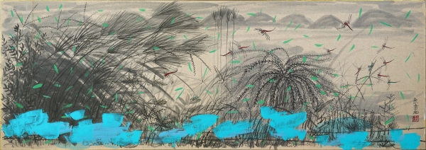 최성숙의 '추산동의 가을'(1985, 52x149cm, 황화선지, 동양화 채색)