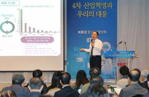 홍남기 경제부총리 겸 기획재정부 장관은 지난 15일 서울 여의도 중소기업중앙회에서 열린 ‘제13회 KBIZ CEO혁신포럼’에서 ‘4차산업과 우리의 대응’이란 주제로 강연을 했다.