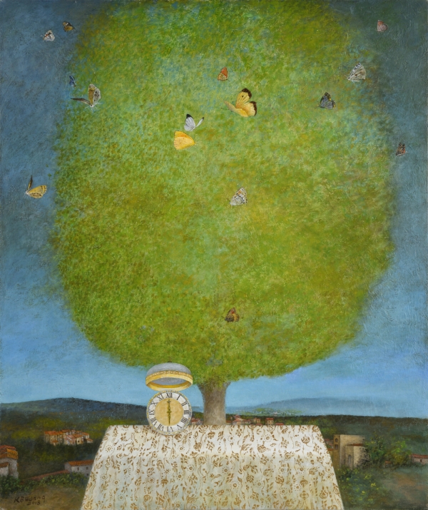 황규백, 'A TREE AND BUTTERFLIES', 2018, Acrylic and oil on canvas, 122.3 x 100.7cm