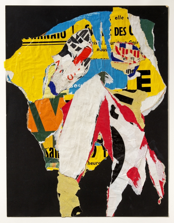 아스거 욘의 '무제(데콜라쥬)', 1964, 상자에 부착된 찢어진 포스터, 64 x 49.1 cm, 욘 미술관 소장