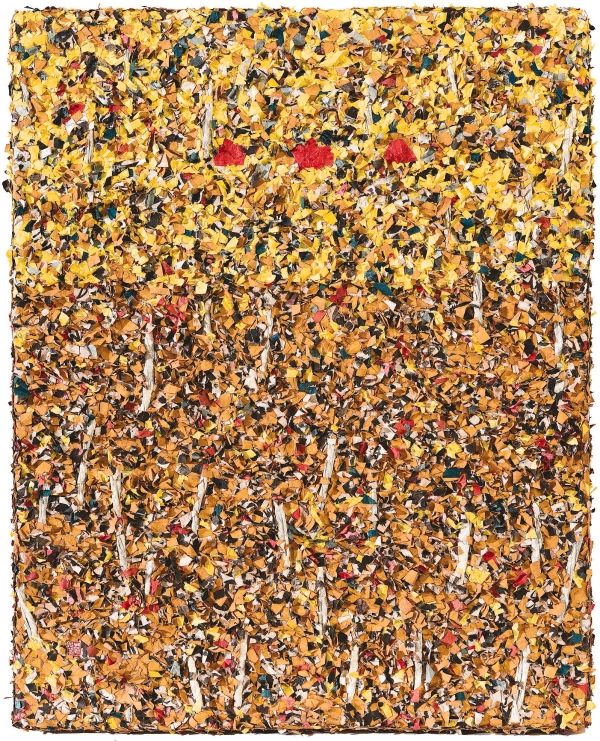바람정원2, 65×52cm, 캔버스위에 수묵한지조각, 2019