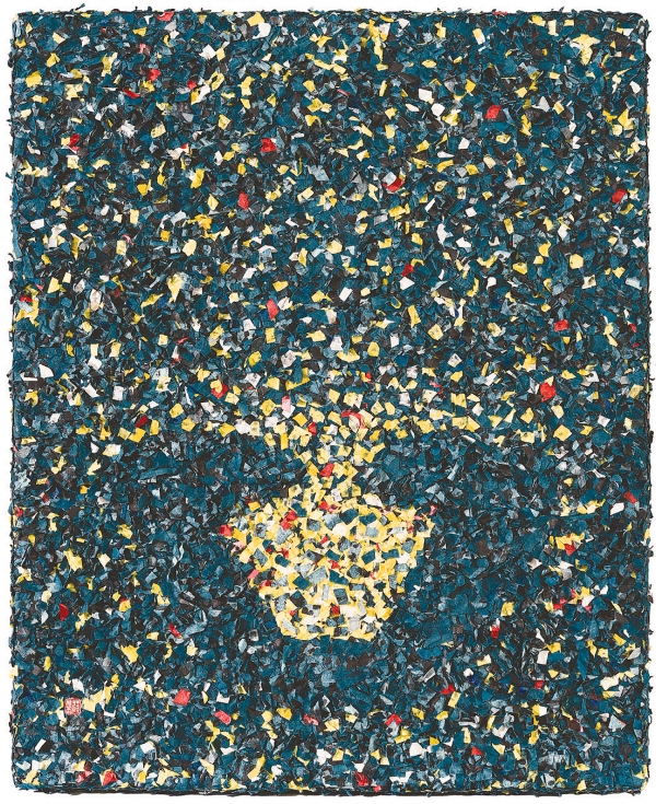 바람정원9, 65×52cm, 캔버스위에 수묵한지조각, 2019