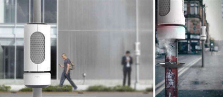 공공디자인 국민아이디어 공모전에서 최우수상을 받은, 옥외용 흡연 제연기 'PURIFY(퓨리파이)' 이미지