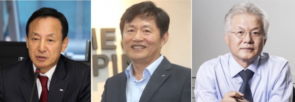 (왼쪽부터) 이효림 초대 홈앤쇼핑 대표, 강남훈, 최종삼 전 대표.