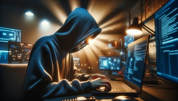 사이버공격을 감행하는 해커 이미지.