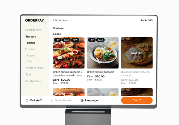 먼키가 자체 개발한 미국향 ORDERPAY테이블오더