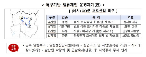 지역특화바전특구 제도 개편방안 '부가가치 고도화형' 예시. [중기부]